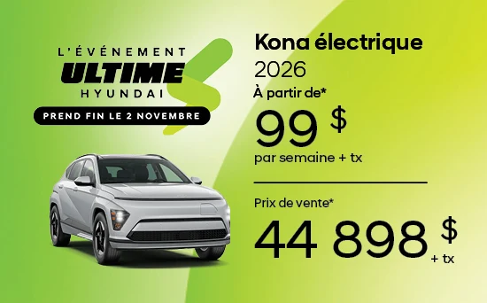 Kona électrique 2026 - Promotion à Montréal